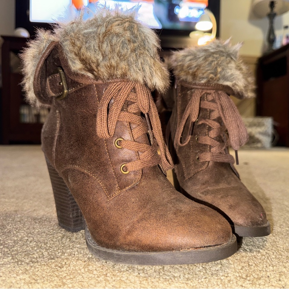 “The Official Compliment Boot!” Charlotte Russe Fur-Trimmed Rubber Heeled Bootie